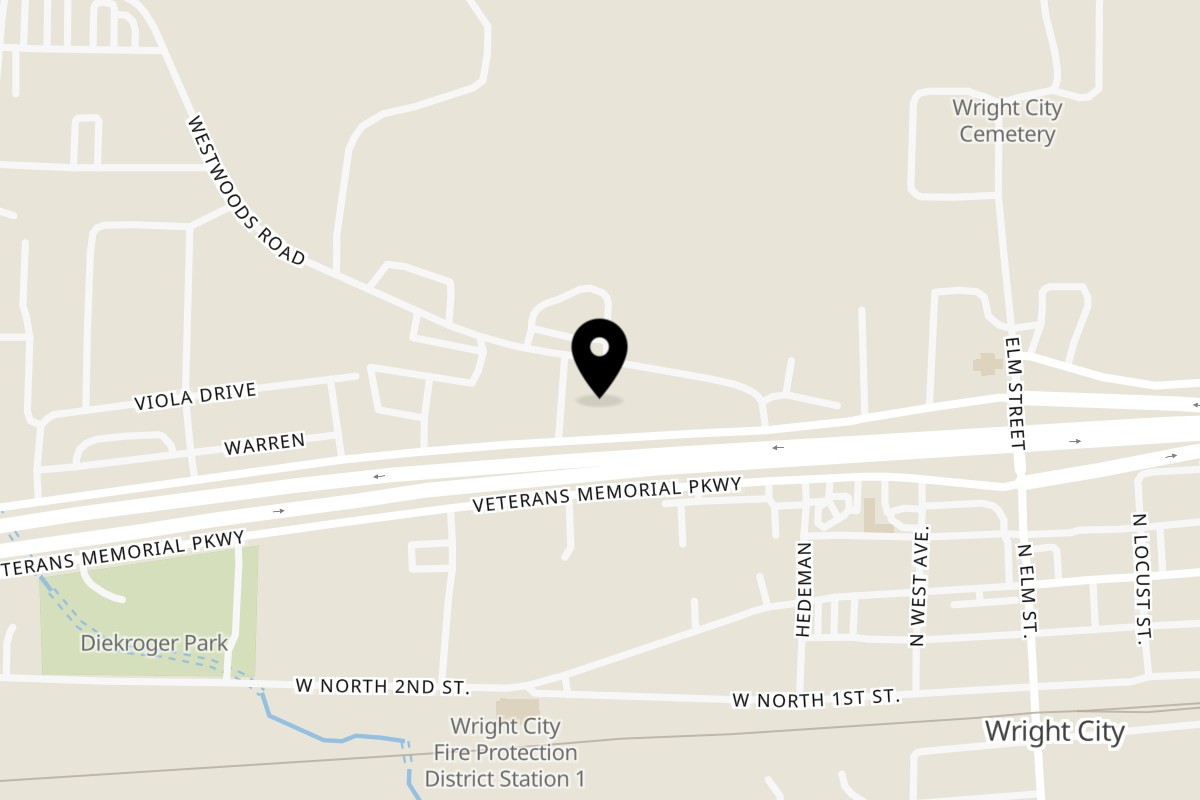 Map showing the location of Pulque Restaurant Wright City on 223 N Service Rd in Wright City